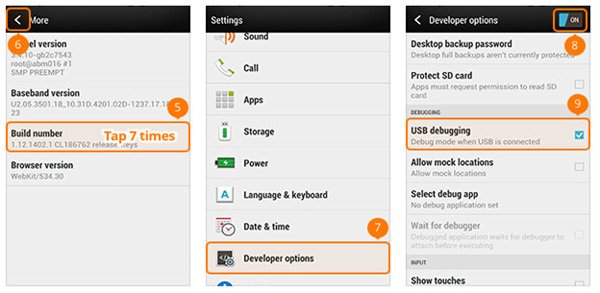 Enable USB Debug Mode on HTC