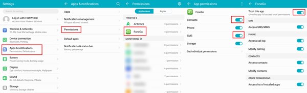 allow FoneGo Peemission on your Android