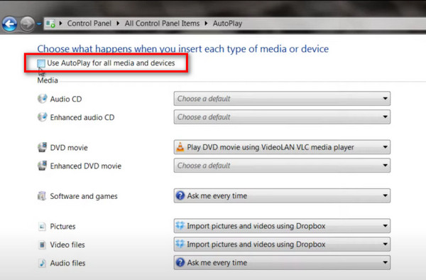 Disable Autoplay Windows 7