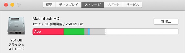 Macのストレージの使用状況