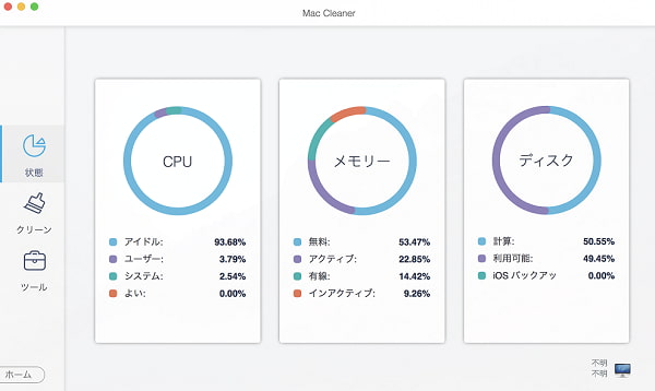 「状態」機能を選択