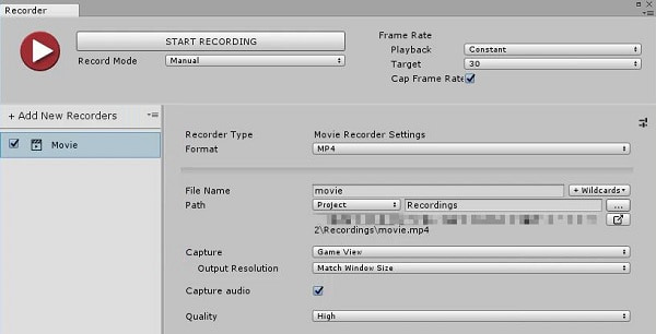 Unity 録画 - Unity Recorderの使い方