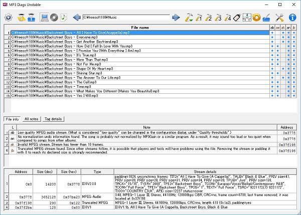 MP3タグ 編集 - MP3 Diags